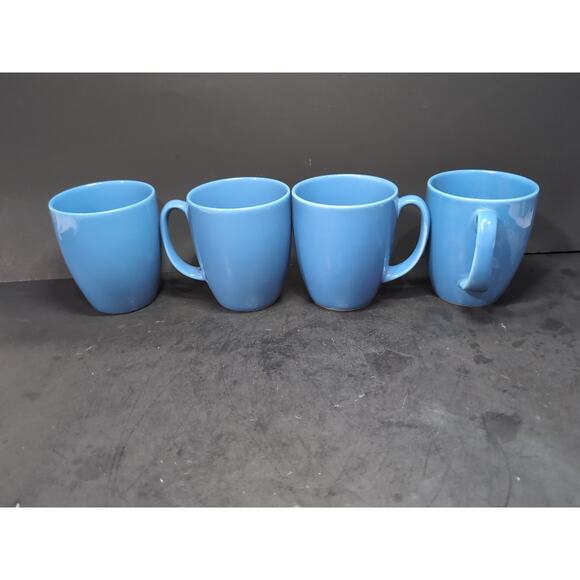 Corelle Stoneware Blue Coffee Mugs, Tea Cups, Set Of 4, Vintage Made in Thailand - Picture 2 of 9